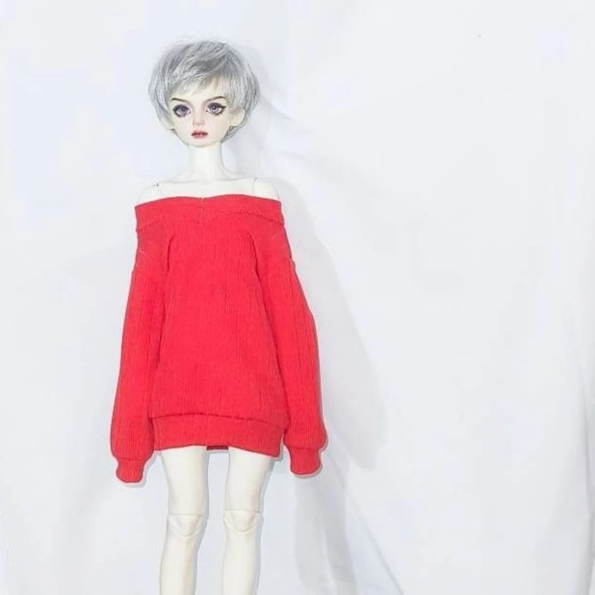Vêtements de poupée pour 45cm, homme et femme, Bjd, pull à manches longues, col en v, pull ample, jouets, accessoires de poupée, sans poupée, 1/4