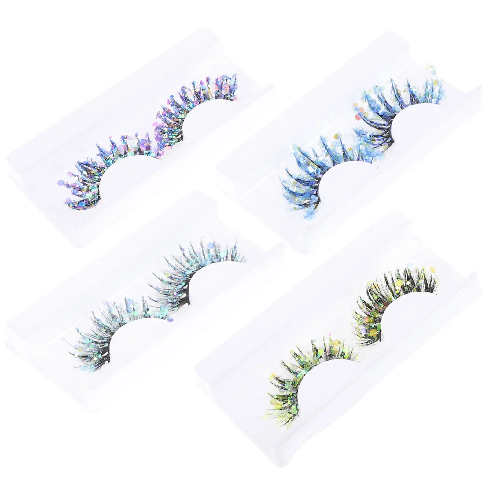 

False Eyelashes Sequin Lashes Colorful Thickening Party Makeup lashes glitter Halloween Photography Tools