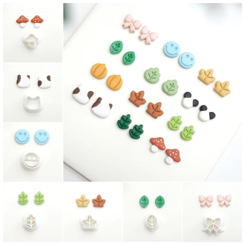 Mini Mouse Mushroom Leaf Animal Forest Shape Polymer Clay Molds Cutting Molds Clay Cutters For DIY Earrings Jewelry Making