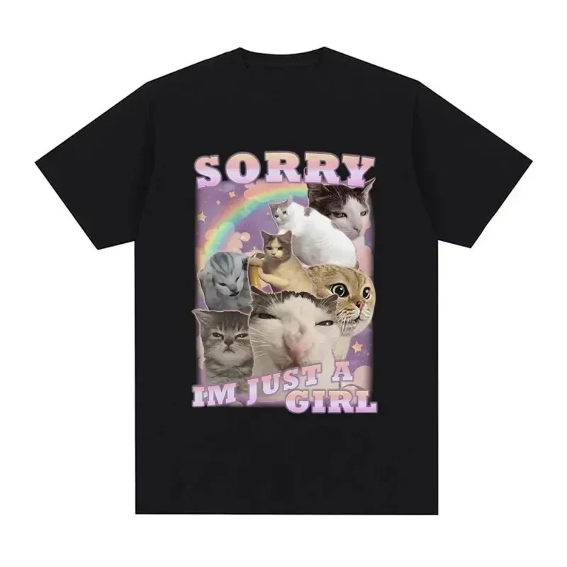 Sorry dat ik gewoon een meisje ben Grappige Kat Fans Patroon T-shirt Zomer Vrouwen Plus Size Fashion Casual T-shirt Comfortabele T-shirt Patronen
