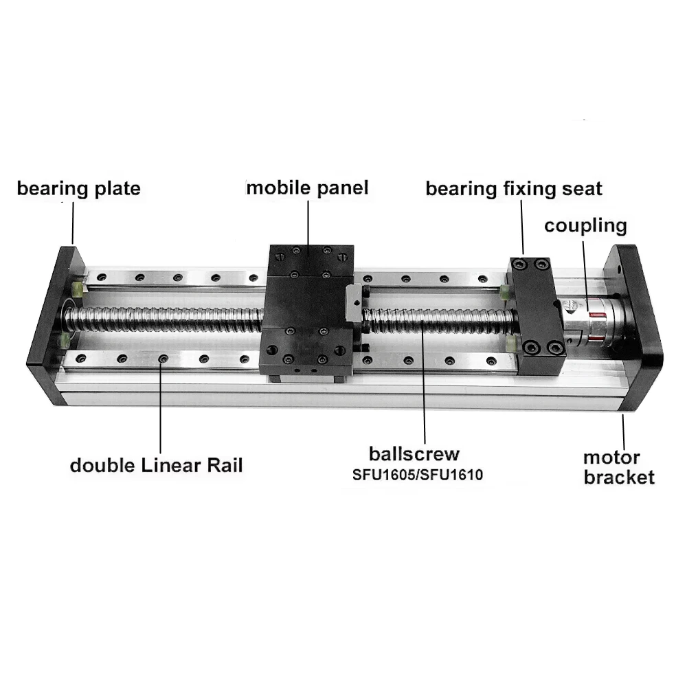 Motorized Linear Table Sliding Table Driver Kit CNC Ball Screw Sliding Table SFU1605/SFU1610 XYZ Axis Linear Actuator Max 60KG