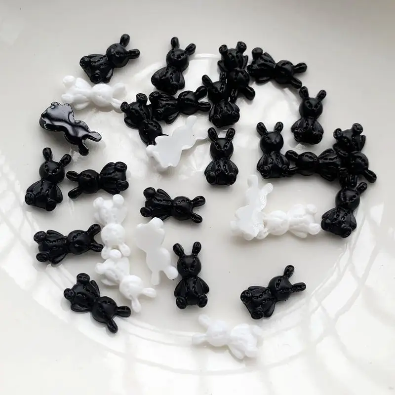 Diy50pcs لطيف ليتل الأرنب الأبيض الراتنج شقة الظهر مسمار الفن ديكور مسمار لوازم الهاتف شقة الظهر