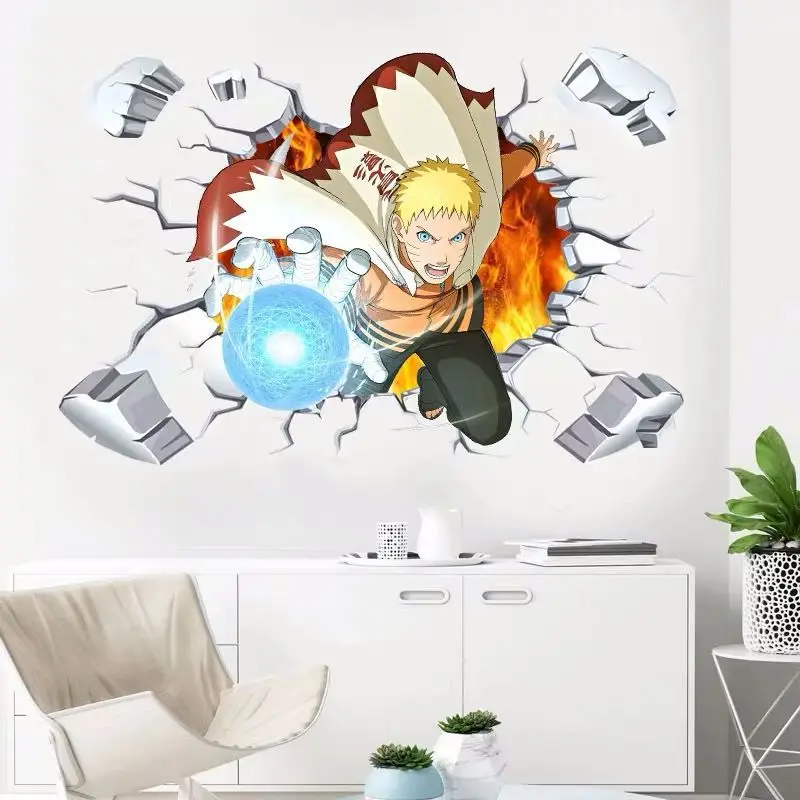 Naruto 3D stereoskopischer Wandaufkleber Persönlichkeit Naruto Studentenwohnheim Poster Tapete selbstklebende Innendekoration