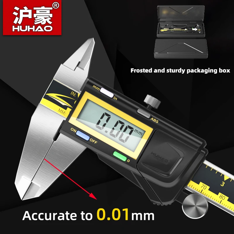 

HUHAO Digital Caliper Stainless Steel Micrometer Vernier Caliper Carpentry Measuring Tool 150mm 200mm 300mm Electronic Ruler