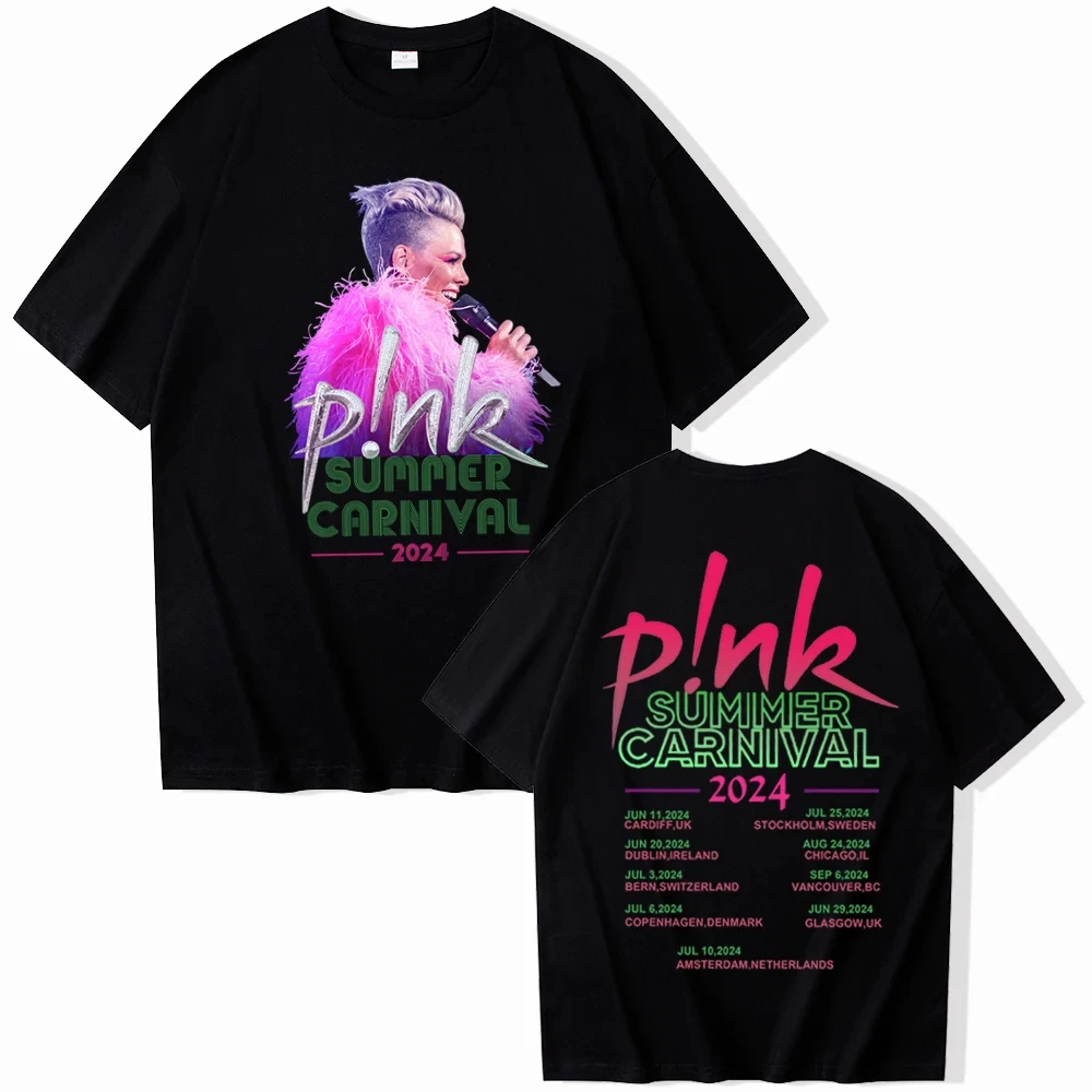 2024 P!nk Y2k Clothing Music Festival Shirt Women's T-shirt Pink Singer Tour Streetwear Goth Clothes Harajuku Kpop Sportswear