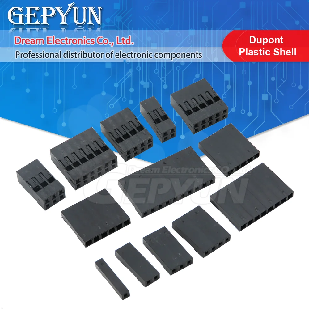 50pcs Dupont Plastic Shell 2.54mm Single /Double Row Dupont Connector 1P/2P/3P/4P/5P/6P/7P/8P/9P/10P 2*4pin/2*5pin Housing