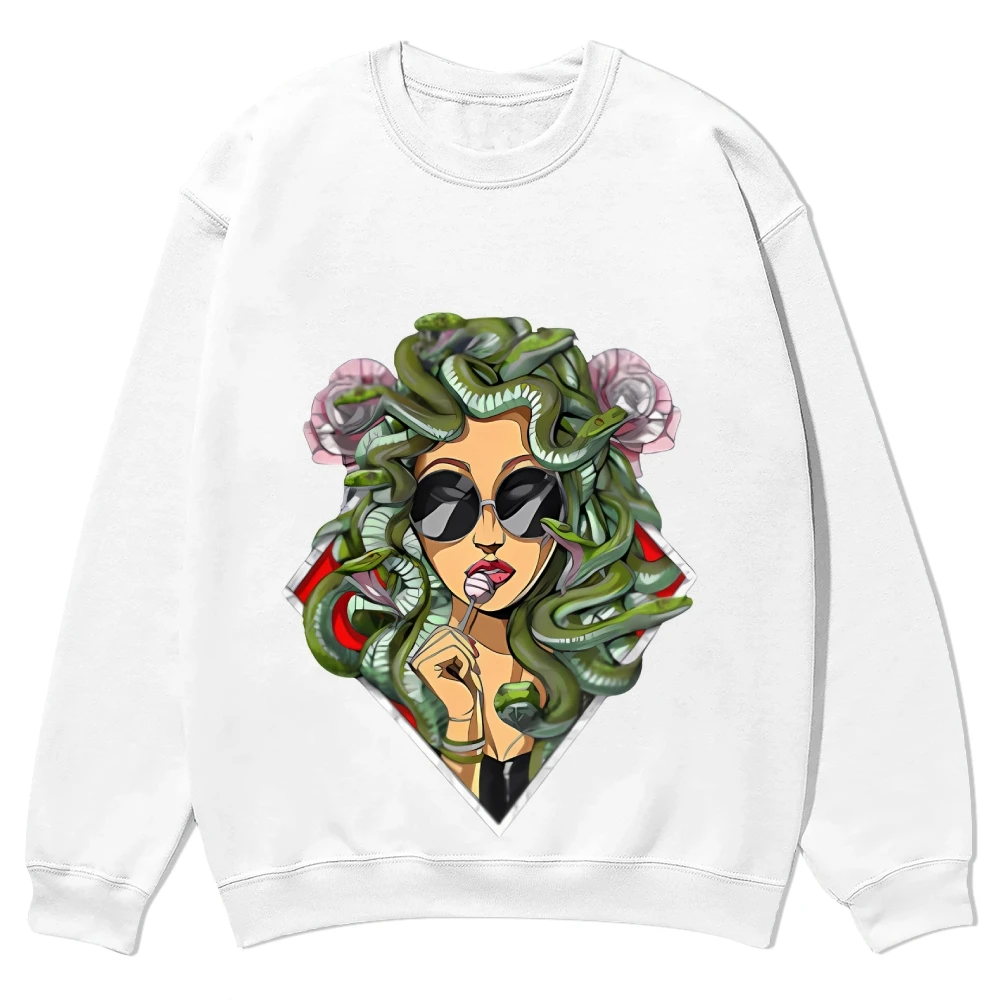 سترة قطنية مطبوعة على شكل ثعبان للفتيات ، ياقة دائرية ، سويتر مصمم على الموضة ، كتف حديث ، خريف وشتاء ، اتجاه جديد #3