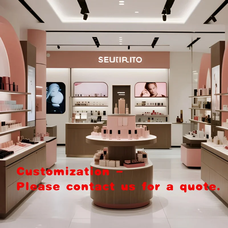 custom.MEISHI High-end Custom Luxury Modern Perfume Display Kiosk MDF Wood Led Strip Lights Eco-Friendly Durable Solid Back Show