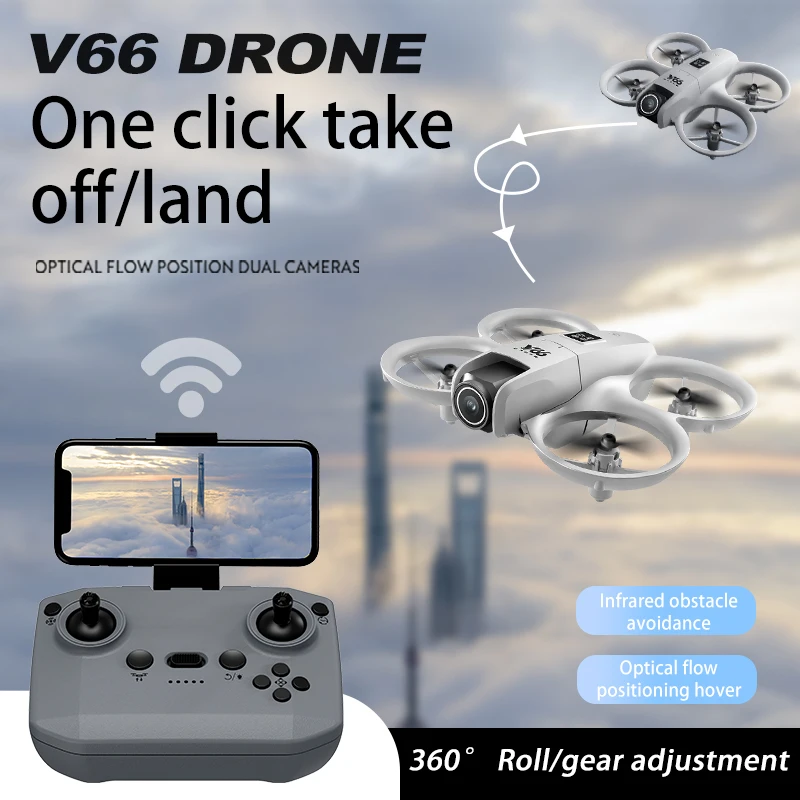 جديد V66 طائرة بدون طيار صغيرة 4K مهنة HD كاميرا زاوية واسعة واي فاي FPV RC الطائرة بدون طيار الارتفاع إبقاء هليكوبتر طوي كوادكوبتر الاطفال اللعب 4DRC