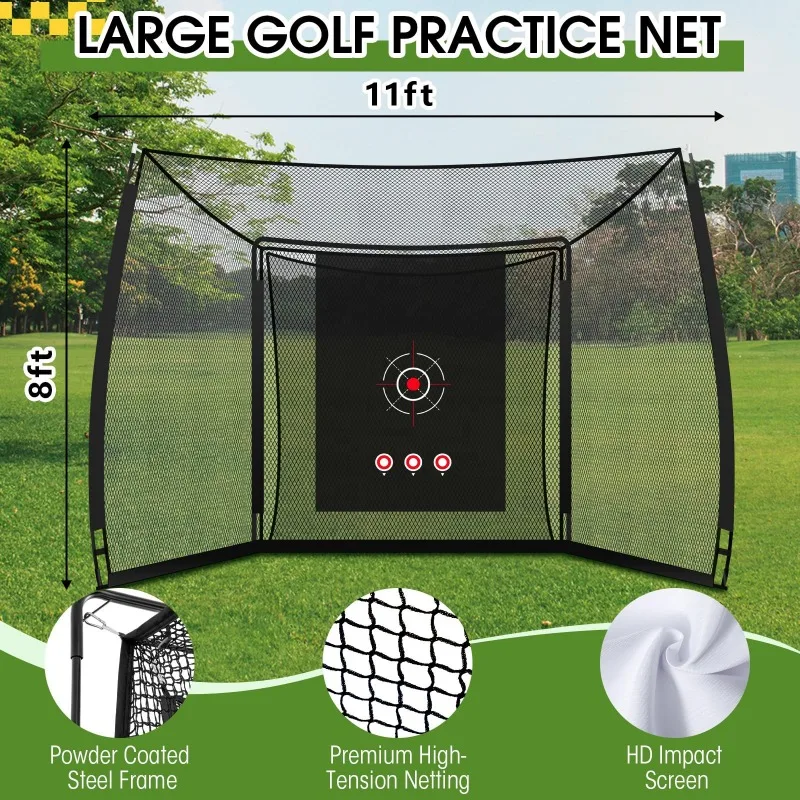 10 X 8 FT HD Impact Screen Outdoor/Indoor/Garage Backyard Practice Hitting Swing Training Aids Target Cloth Golf Net Simulator