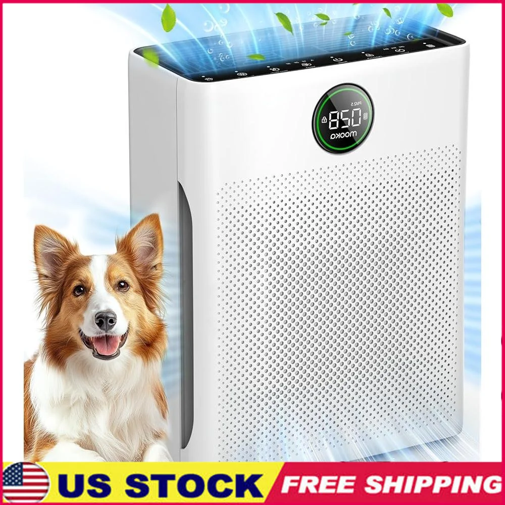 

Очиститель воздуха HEPA-фильтр для большой комнаты, обнаружение PM2,5, режим для домашних животных, моющийся фильтр, тихий таймер, замок для безопасности детей