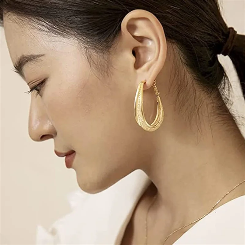 Korean Fashion 925 Silver Needle Woven Mesh Oval Hoop Earrings for Women Wedding Party Anniversary Gift Jewelry Pendientes Mujer