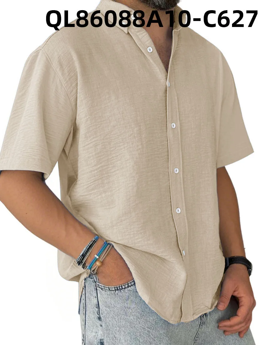 

2025 Новая рубашка, свободная рубашка с короткими рукавами и лацканами с принтом