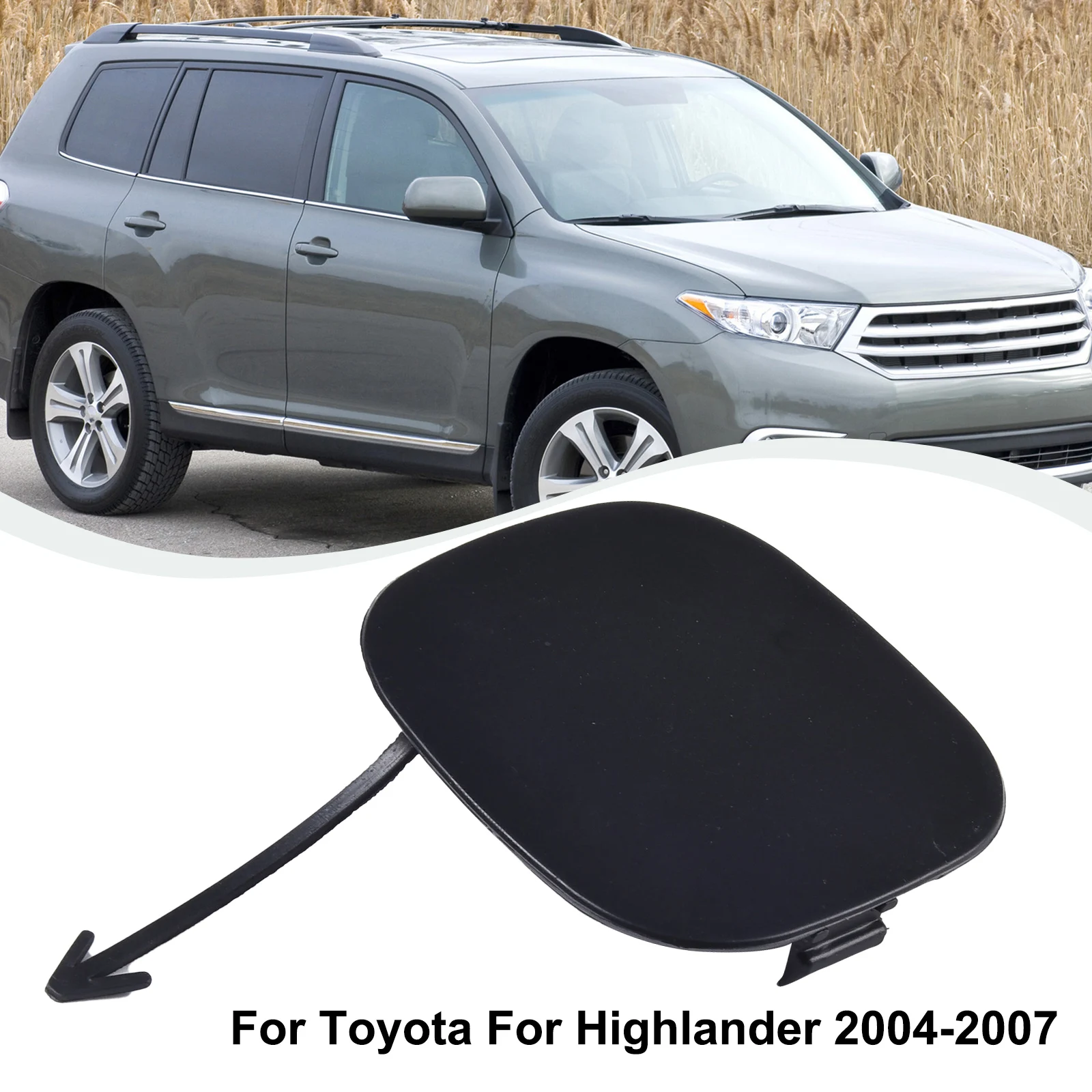 

Front Bumper Tow Hook Eye Cover Cap For Toyota For Highlander 04-07 52127-48030 Black Plastic Car Accessories Tools