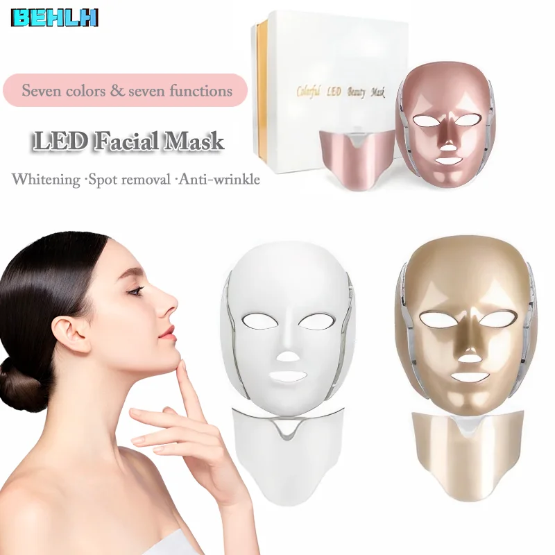 7 Colors LED Face Mask Light Therapy Blue Red Light Therapy Mask for Face Led Face Mask Light Therapy At Home Beauty Device