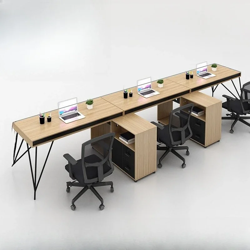Desk staff desk staff office 3 seater table modern and simple