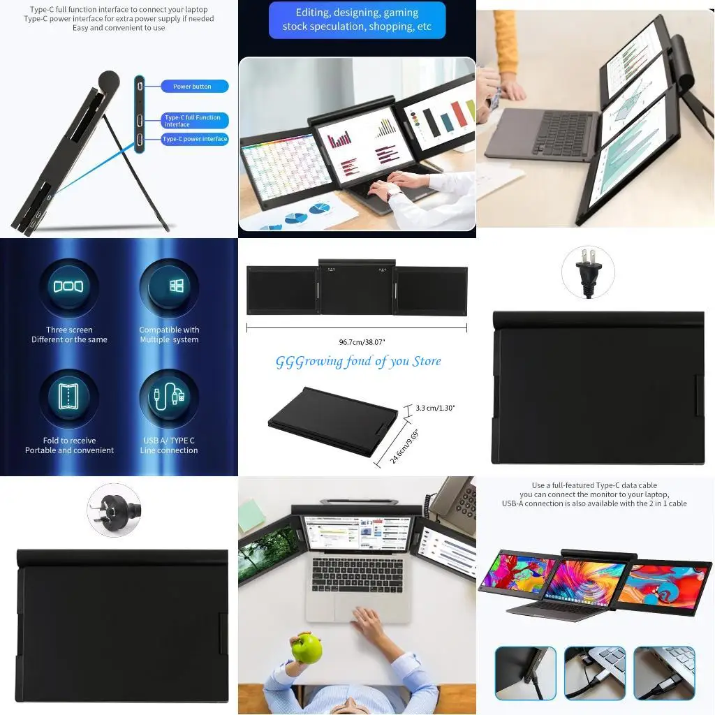 

H9EB 13.3 inch Portable Dual-screen Monitor for 15-17 inch Laptop Expansion Screen