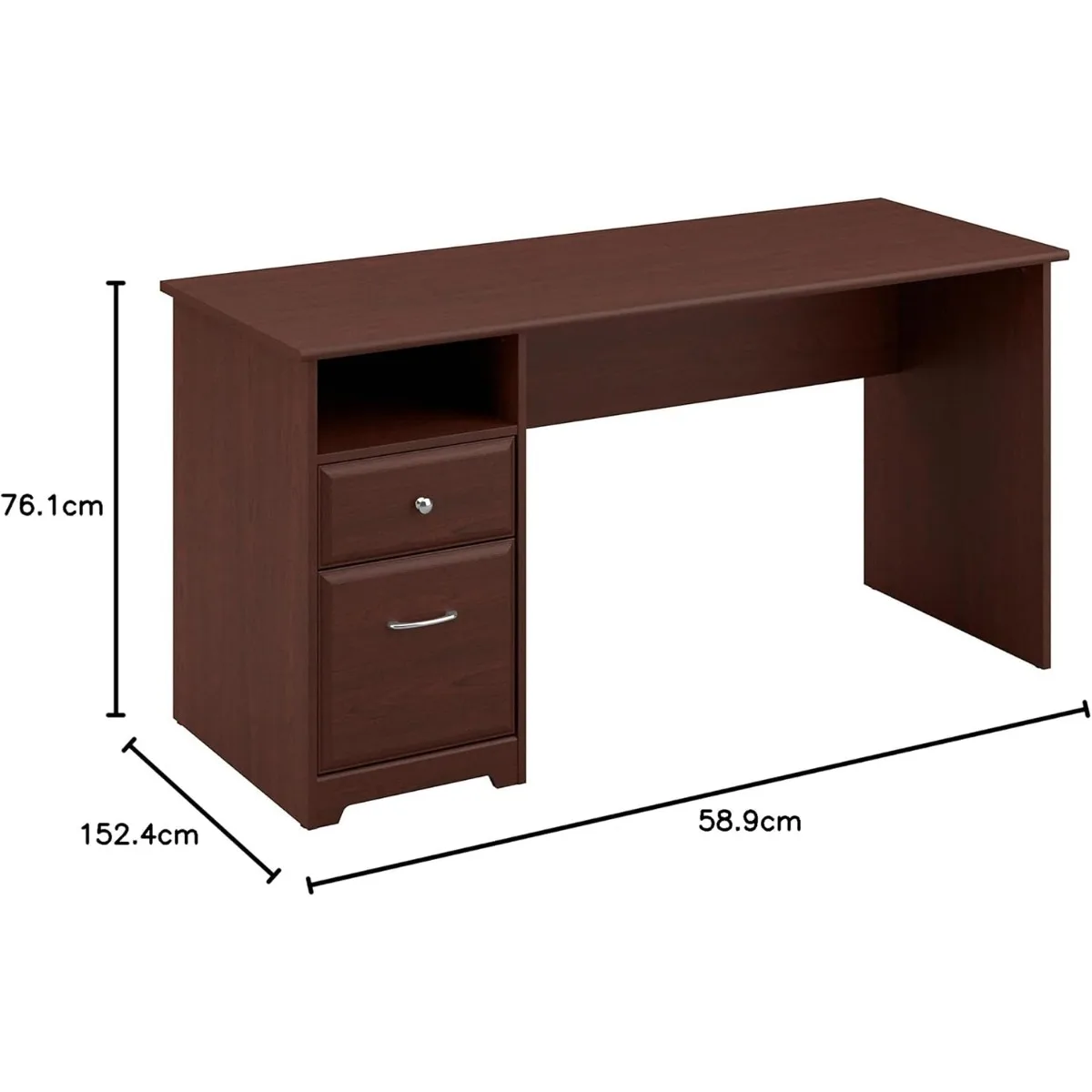 Bushing Furniture Cabot 60W Escritorio de ordenador con cajones en cosecha de cereza