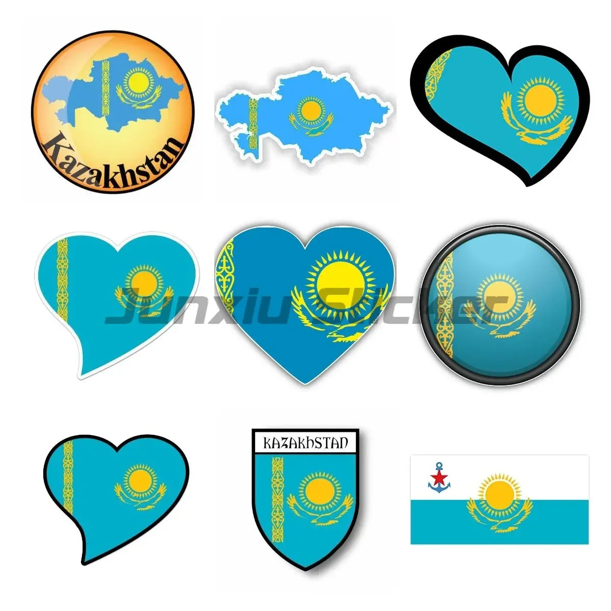 

KZ Kazakhstan Coat of Arms Flag Car Sticker Bumper Sticker Window Decal Vinyl Waterproof Material
