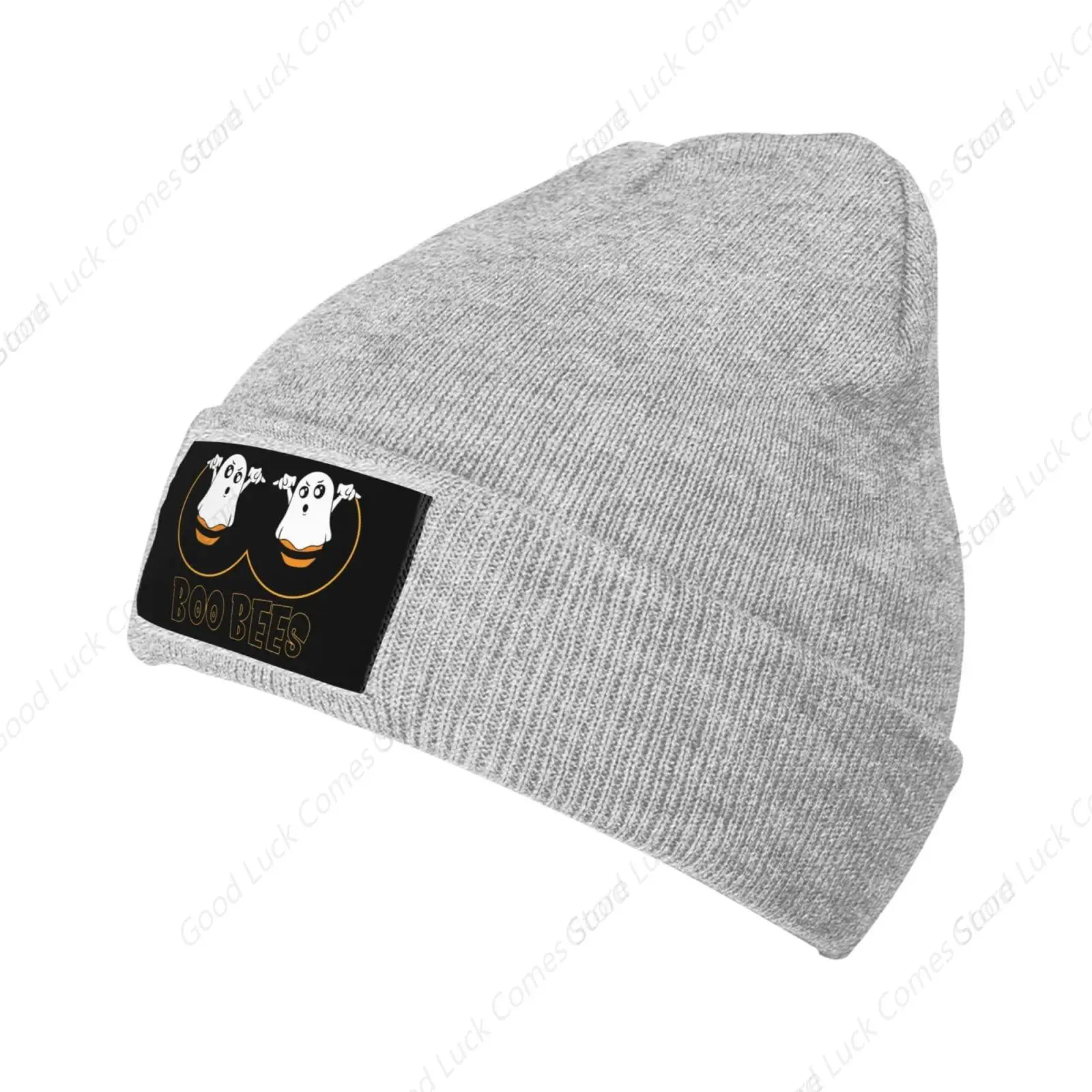 Winter Hat for Women Halloween Cuffed Skullies & Beanie for Men Fishermen Beanies for Teen Girls Cute Boo Bees Hats Gray