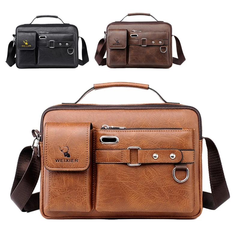

Fashion Men's Shoulder Portable PU Leather Handbag Business Briefcase Travel Man Crossbody s Brand Quality Men Bag