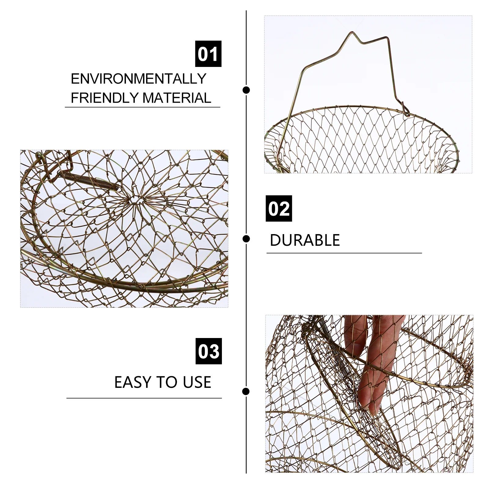 

Foldable Steel Wire Fishing Trap Cage Net Portable Folding Fish Shrimp Mesh Trap for Outdoor Fishing Crab Lobster
