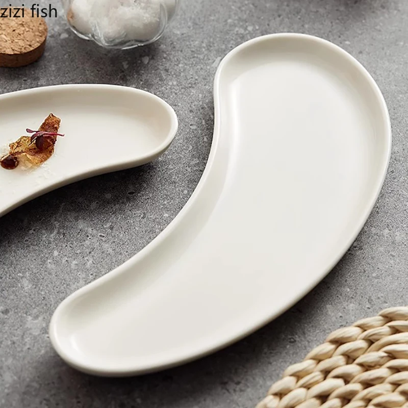 طبق من البورسلين الأبيض طبق تقديم من السيراميك طبق السوشي الحلوى طبق للوجبات الخفيفة ديم سوم طبق المطبخ الجزيئي مطعم أدوات المائدة #2