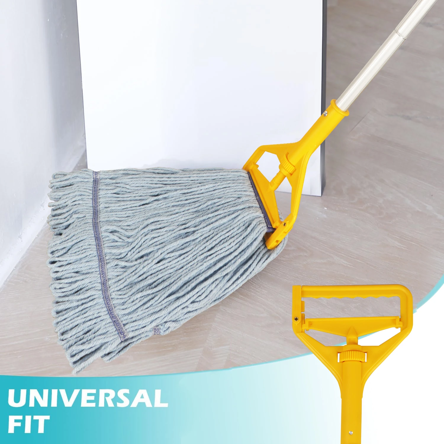 Cotton String Mop Head Replacement with Durable Vinyl Coated Headband, Loop End Mop Refill for Hotel Hospital Use