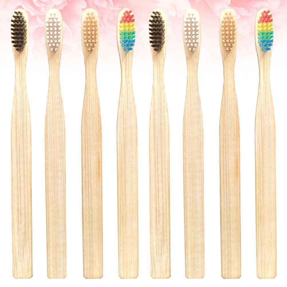 20Pcs Bamboo Fiber Toothbrush Sustainable Degradable Handle with Soft Bristles for Oral Health Home Camping Gift Idea