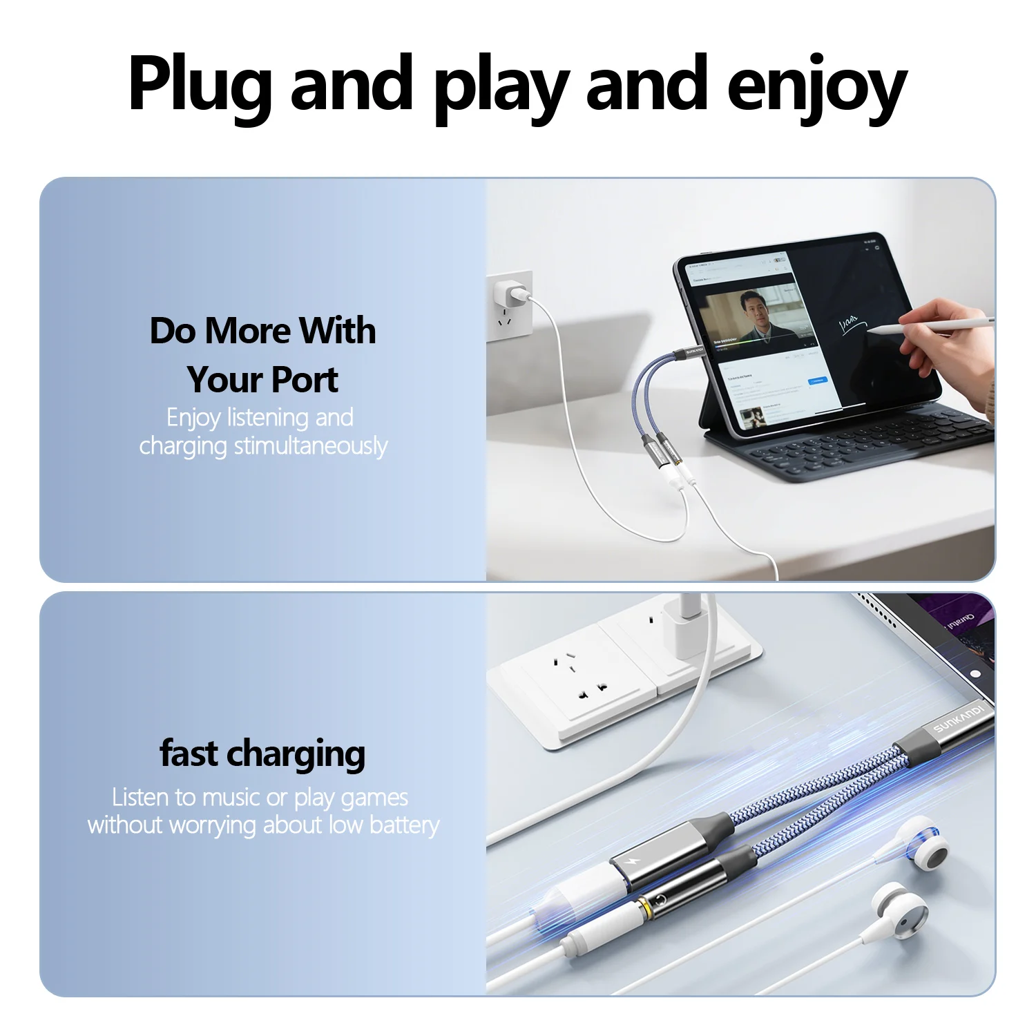 SUNKANDI Lightning to 3.5mm Earphones/Headphone Audio Aux jack Adapter (2Pcs)Dongle Cable with Charging For iPhone 14 13 12 11