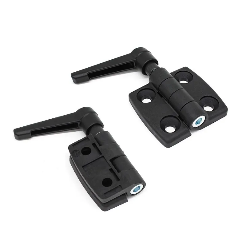 Black Lever Lock Position Hinges with Handle Adjustable Tightening PA for Industrial Switchgear Distribution Cabinet