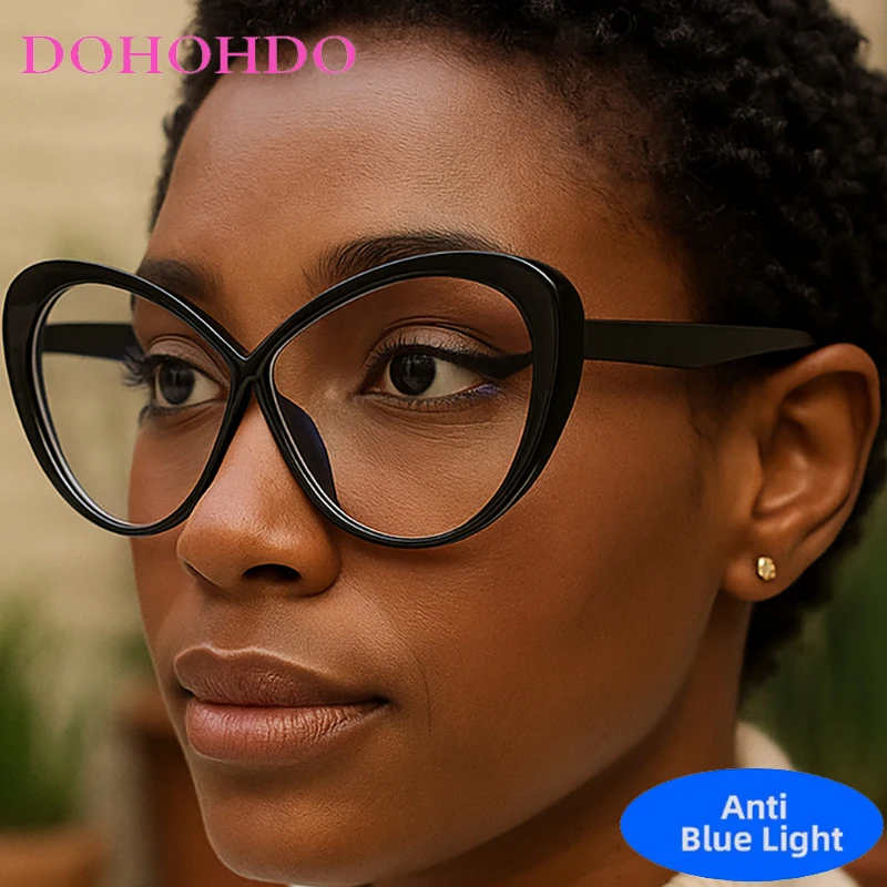 

Fashion Designer Luxury Brand Oval Cat Eye Big Frame Blue Light Optical Glasses Men Women Retro Computer Glasses For Gaming Очки