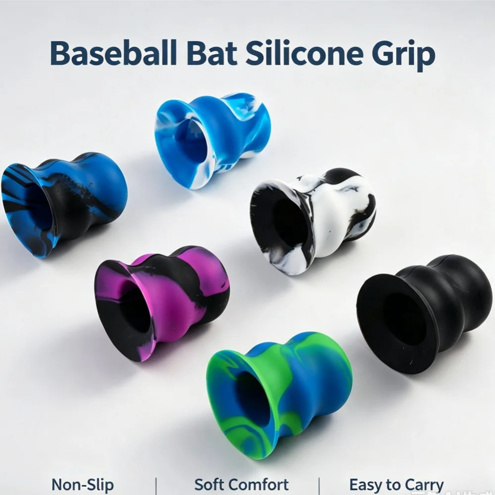 Baseball Bat Silicone Grip Cover Non-Slip Soft Comfortable Wear Resistant Portable Handle Protector for Outdoor Sports Training