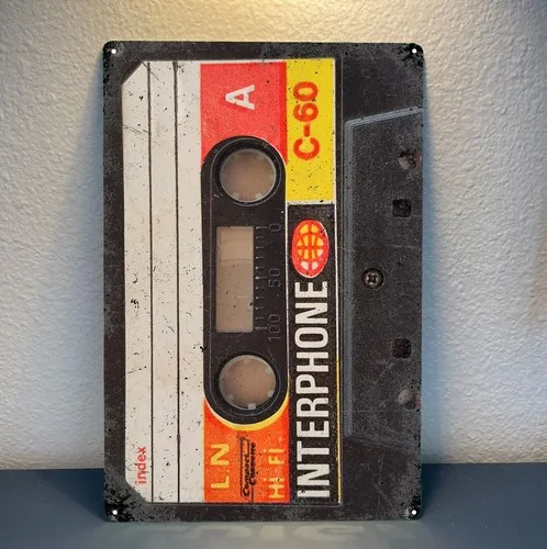 Y1,Interphone c-60 Cassette Tape Vintage Stereo  Hi-Fi Metal Poster -20x30cm Sign -aluminum
