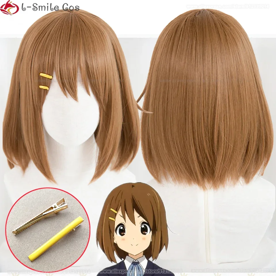 Anime K-ON ! K-ON ! Hirasawa Yui Cosplay Wig Brown Hirasawa Yui Wigs Heat Resistant Hair Women Cute Cosplay Anime Wig + Wig Cap