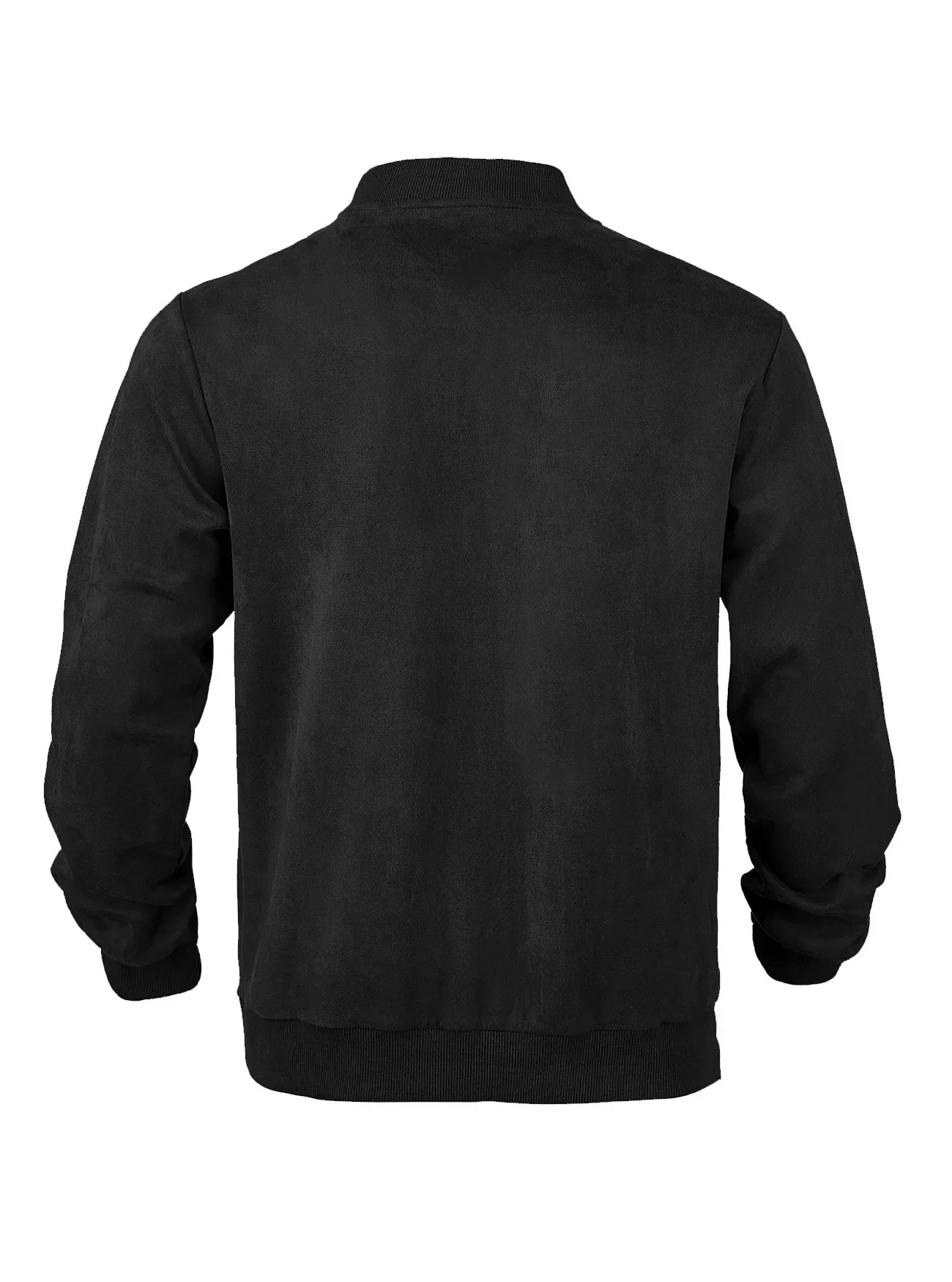 Herren-Wildlederjacke mit durchgehendem Reißverschluss, Stehkragen, lässig, langärmelig, einfarbig, leichte Streetwear-Oberbekleidung – Detail 9