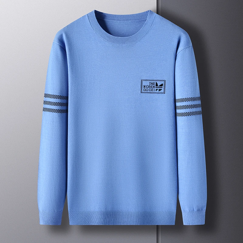 

High End Quality Men's Knitted Sweater O-Neck Letter Print Long Sleeve Pullover Autumn Winter Versatile Casual Trend Menswear