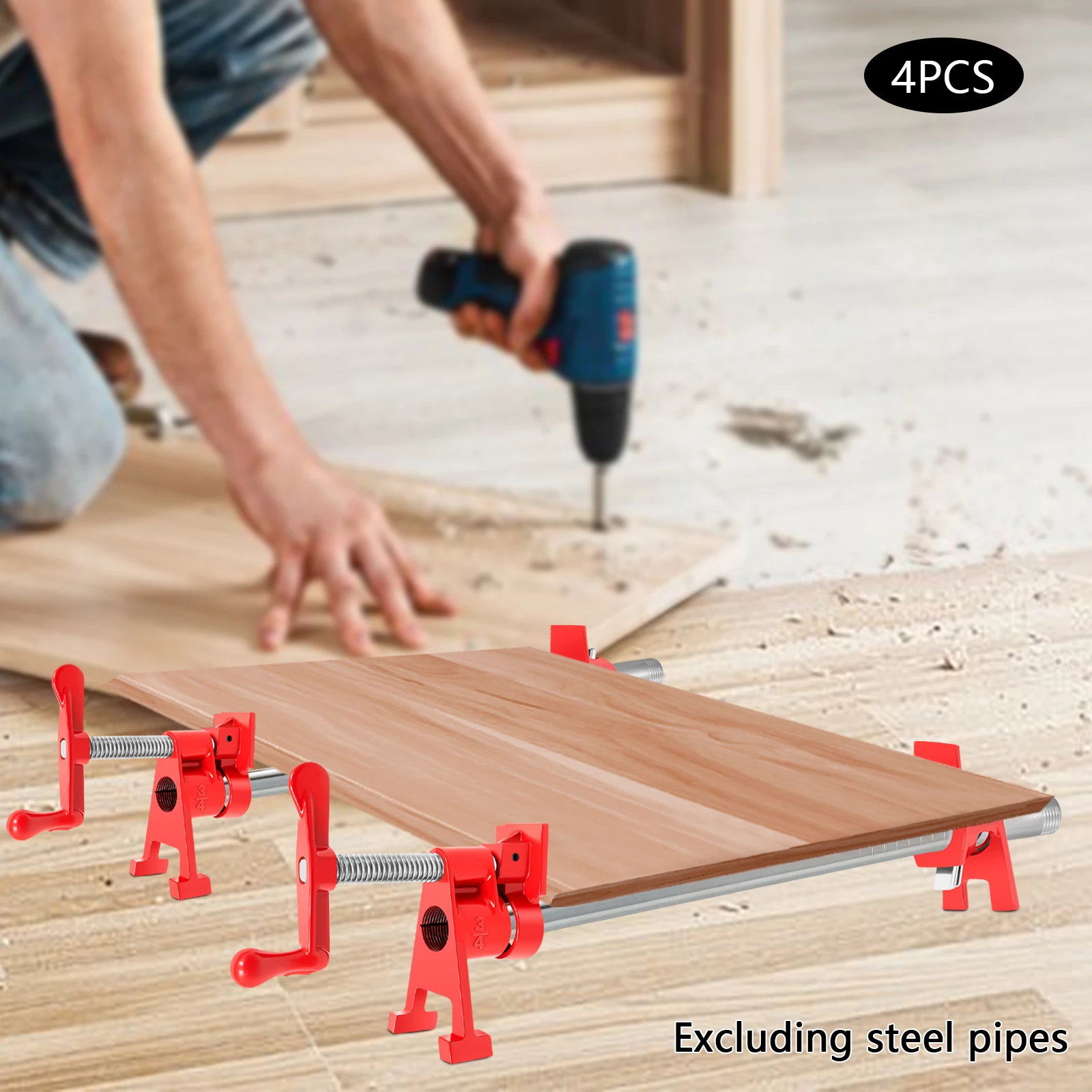 مجموعة مشابك أنابيب الإلتصاق الخشبية 3/4 بوصة (زوجين) لأعمال النجارة، تحتاج إلى مسار الأنابيب الملولب 3/4 بوصة للاستخدام في متاجر الأخشاب ومحلات الإصلاح