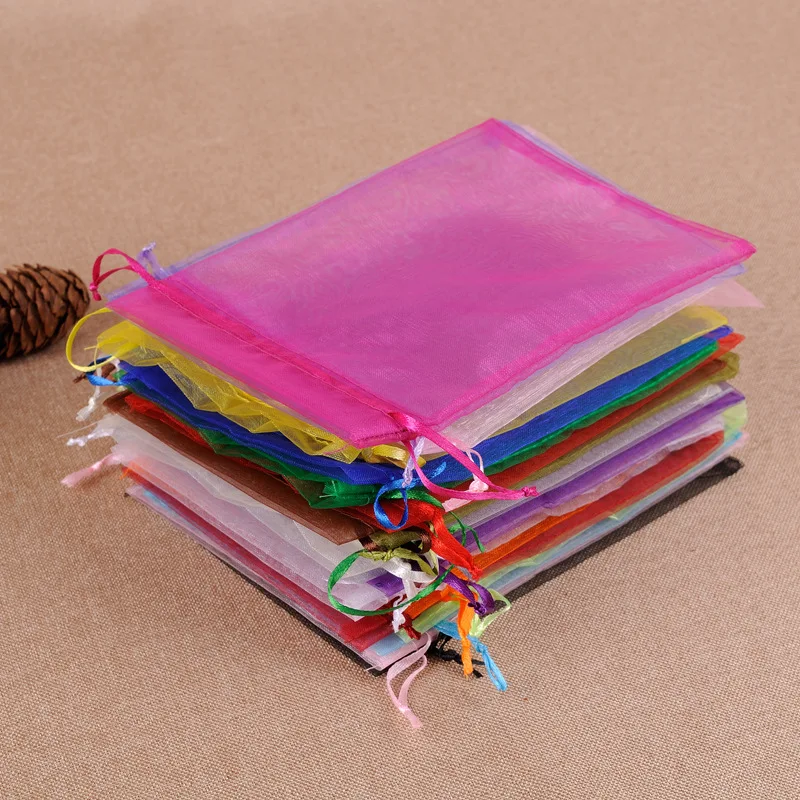 100Pcs/Lot Organza Bag Jewelry 5x7cm Drawstring Packaging Display &  Pouches Wedding Gift Candy