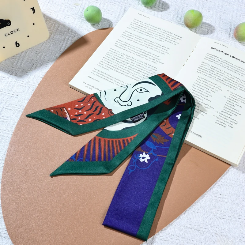 

Luxury Silk Women's Hair Band Headdress Lady Scarf Ribbon Neck Ties for Bag Handle Elegant Fashion Accessory