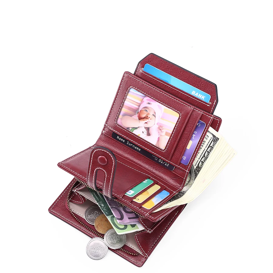 

Women Short Wallet Fashion Luxury Split Leather Female Wallets Small Zipper Coin Pocket Money Bag Wallets Card Holder Purse