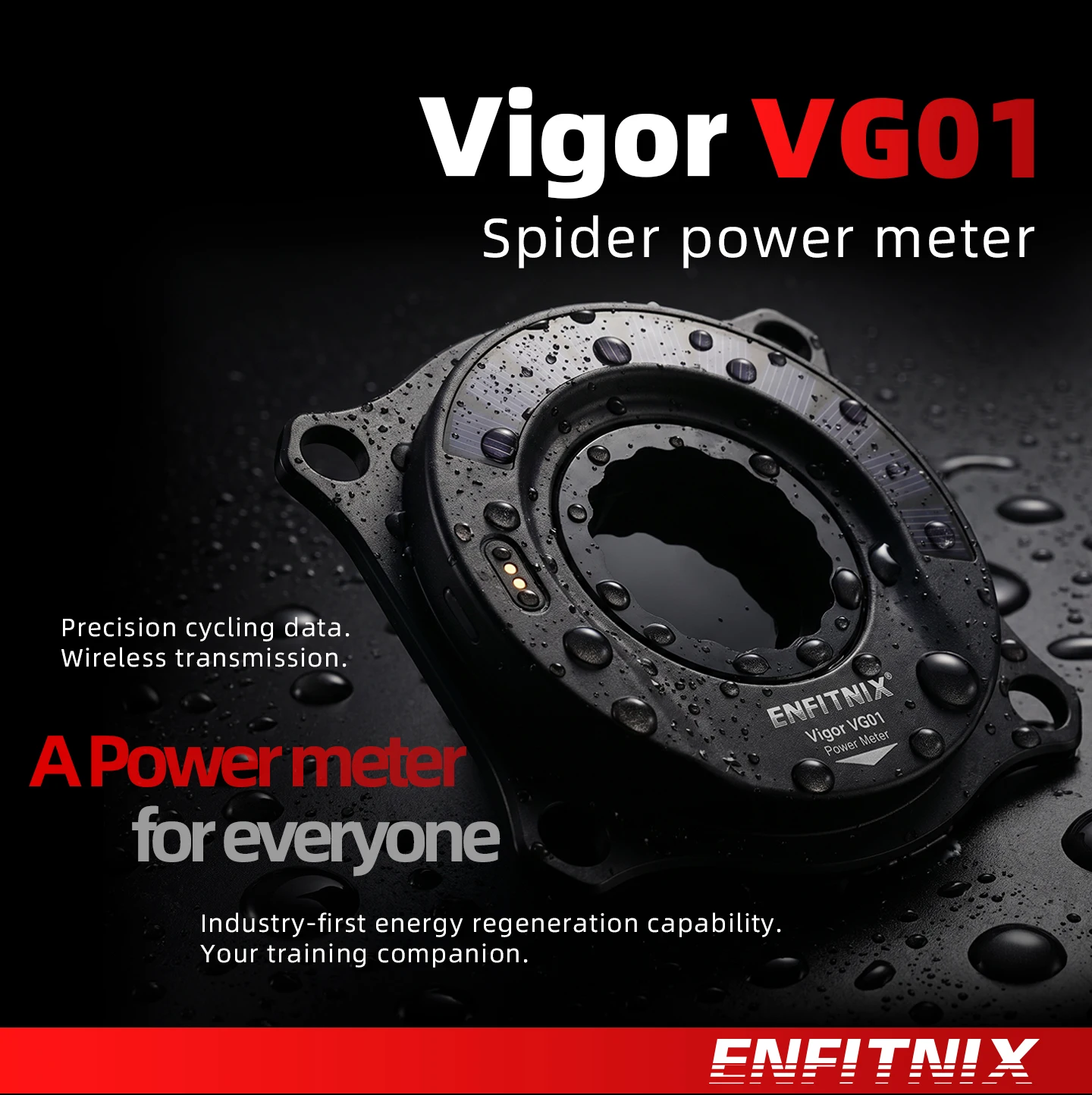 ENFITNIX Vigor VGo1 Spider Power Meter eGen Solar Charging Power Meter 110BCD 4-Bolt Automatic Temperaturefor Sram for Shimano