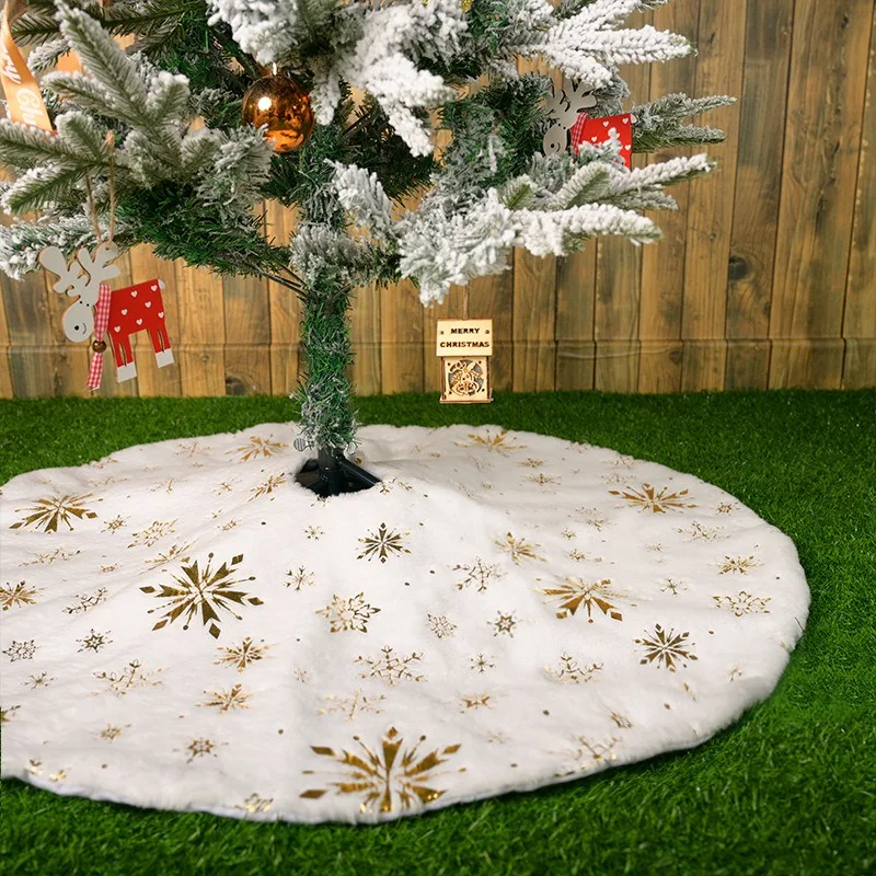 Christmas Tree Skirt Beaded Snowflake Sparkle 78cm/90cm/120cm Plush Carpet Christmas White Tree Skirt Decoration New Year