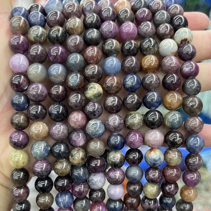 

Natural Gemstone Ruby Round Beads Sapphire Loose Spacer Beads For DIY Women Handmade Bracelet Accessories 15''6mm 8mm 10mm