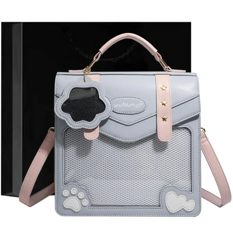 Anime Y2K Dog Paw Love Star Itabag Backpacks English Transparent Crossbody Badge High Capacity Backpacks Women's Handbag New