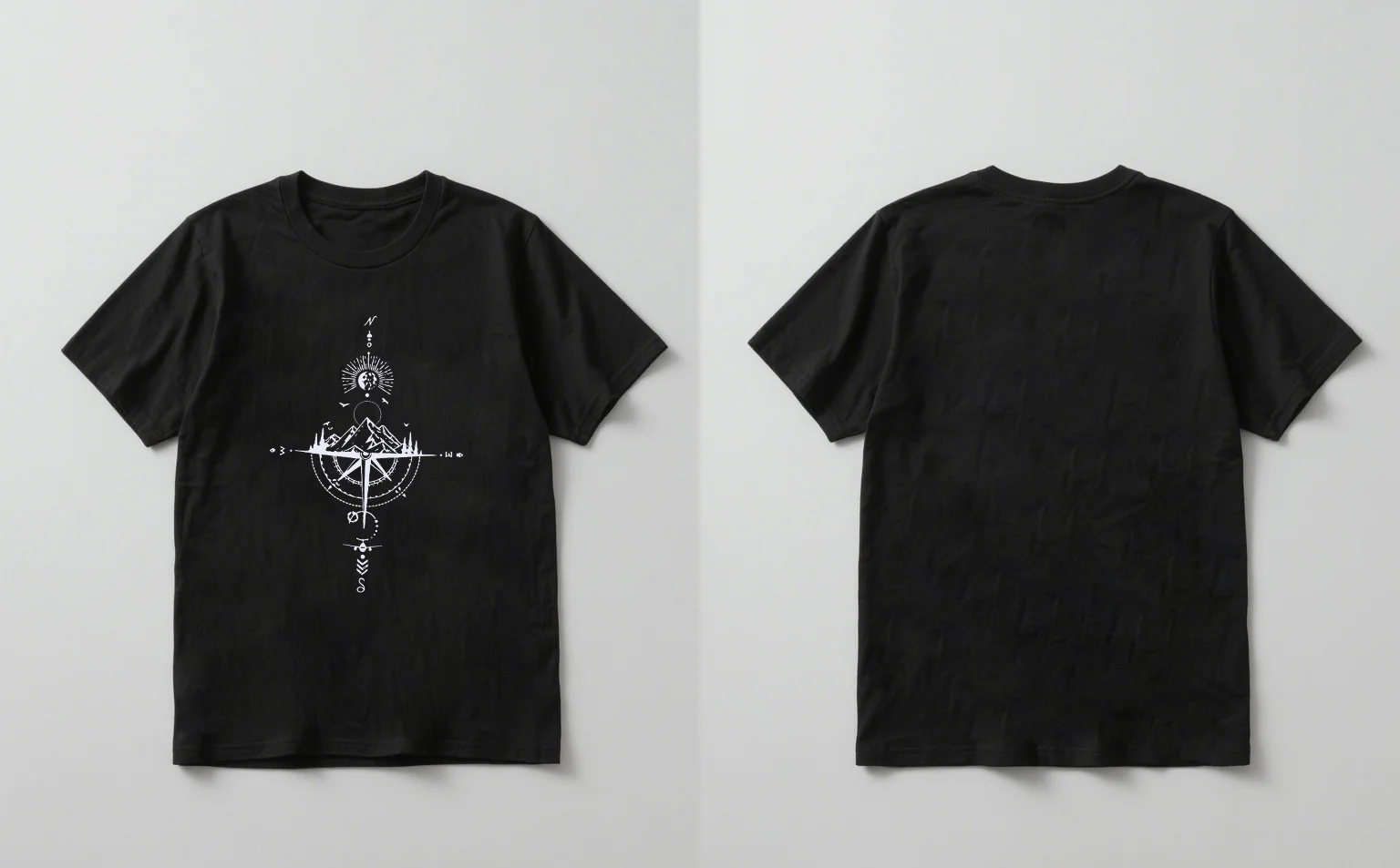 La nuova maglietta stampata casual da uomo alla moda del 2025 con bussola e grafica di montagna è adatta sia per uomini che per donne