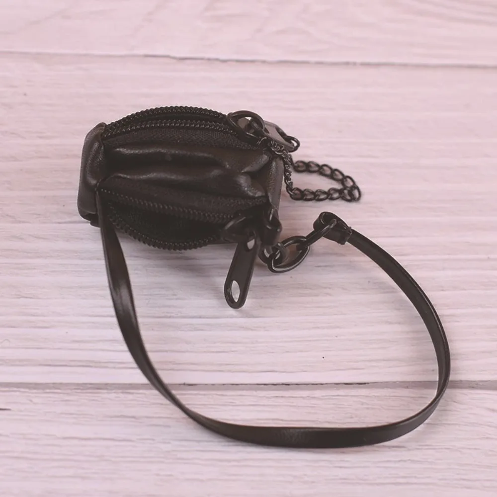 Shopping Handbag Miniature PU Leather Bag Mini DIY Leather Handbag Backpack Black 17cm Bag Accessories Accessories