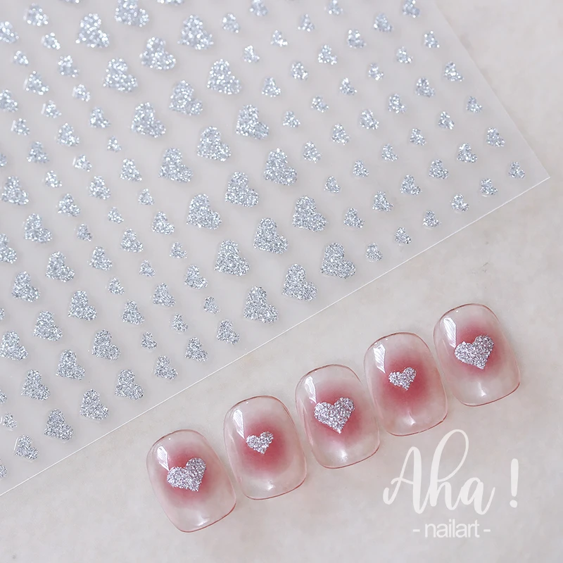 3D White/Red Love Heart Valentine's Day  Nail Art Stickers Self-Adhesive Kawaii Peach Heart Decal DIY Cut Heart Manicure Slider