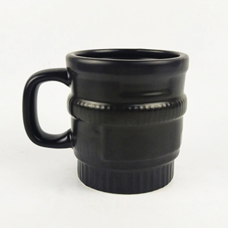 

Ceramic Coffee Mug Matte black glaze Cup lens shape special creative Camera SLR lens photography enthusiasts