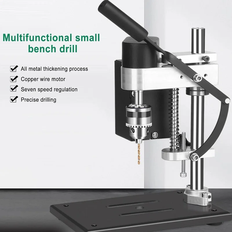 Mini Bench Drill Kit Multi-function Cutting Polishing Drilling for Wood Metal DIY High Precision Small Desktop Drilling Machine